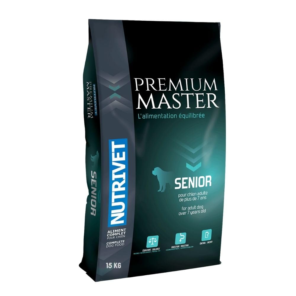 Nutrivet - Premium Master Senior - Dry Dog Food for Dogs Over 7 Years - Chicken & Rice - 15 kg