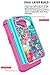 Galaxy J1 2016 Case, Galaxy Express 3 Case, Style4U Flower Studded Rhinestone Crystal Bling Hybrid Armor Case for Galaxy J1 2016/Galaxy Express 3/Galaxy Amp 2/Galaxy Luna with 1 Stylus [Teal/Hot Pink]
