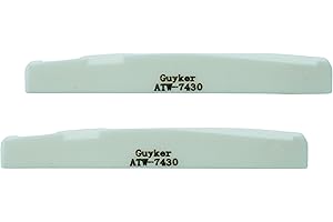 Guyker Acoustic Guitar Bone Bridge Saddle 6 String White Nuts Replacement Parts Accessories for Acoustic Folk Guitar, 2 Piece, Lower String Pillow 74x3x10mm ATW-7430