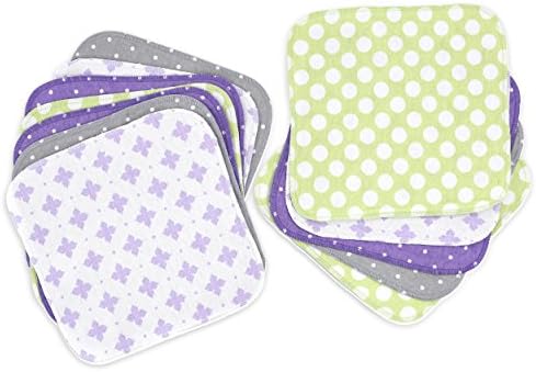 Coney Island Cotton | Flannel Baby Washcloths, 100% Cotton | 12 Pack Baby Wipes | Soft, Reusable, Durable | Modern, Cute Unisex Design For Boys And Girls | 8.5 x 8.5 Inches | Assorted Colors