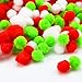 Coobey 1000 Pieces Christmas Pompoms Assorted Size and Color Pom Poms with 100 Pieces Striped Chenille Stems Pipe Cleaners for Craft Supplies (Christmas Color)
