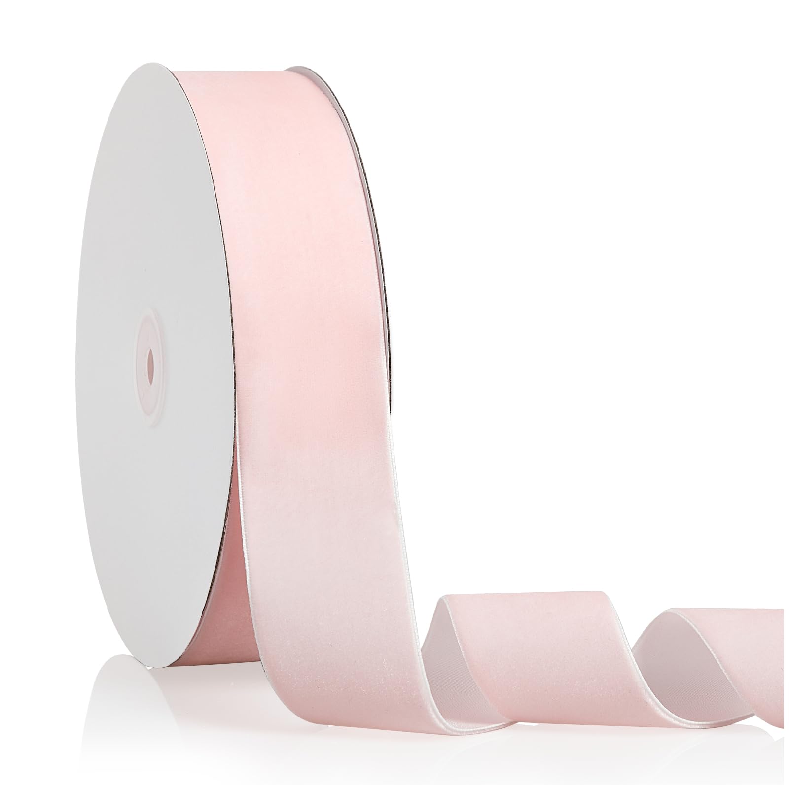 Photo 1 of 1.5" X 20 Yards Baby Pink Velvet Ribbon for Christmas Tree Wreath Decoration Handmade Crafts Ornaments Gift Wrapping & Bow Making