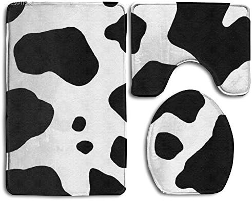 Happy Cow 3 Piece Soft Bathroom Rugs Set Dries Quickly Anti Mite Bath Shower Mat U-shaped Lid Toilet Floor