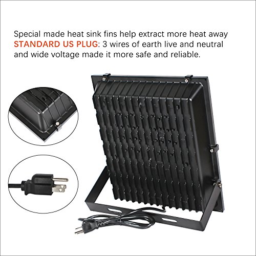 FAISHILAN 150W LED Flood Light-IP66 Waterproof Work Light Outdoor Lamp with US-3 Plug 15000Lm, 6500K Floodlight for Garage, Garden, Lawn and Yard - Thumbnail 2