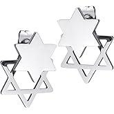 555Jewelry Hypoallergenic Double Parts Stainless Steel Star of David Stud Earrings for Women