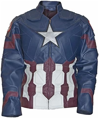 Mens Faux Leather Captain America: Civil War Jacket L