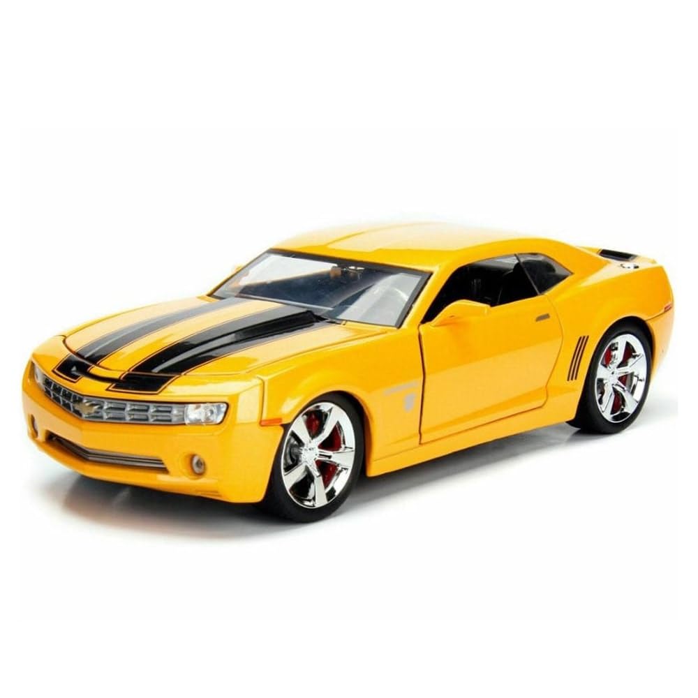 2006 Chevy Camaro Concept Yellow Bumblebee with Robot on Chassis and Collectible Metal Coin Transformers Movie 1/24 Diecast Model Car by Jada 98497