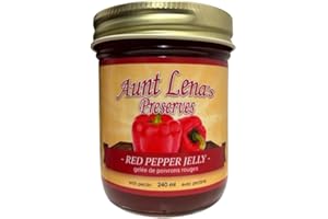 Pure Red Pepper Jelly, 240ml, Aunt Lena's Preserves, Mennonite made, All natural ingredients, Ripe vegetables, No artificial 