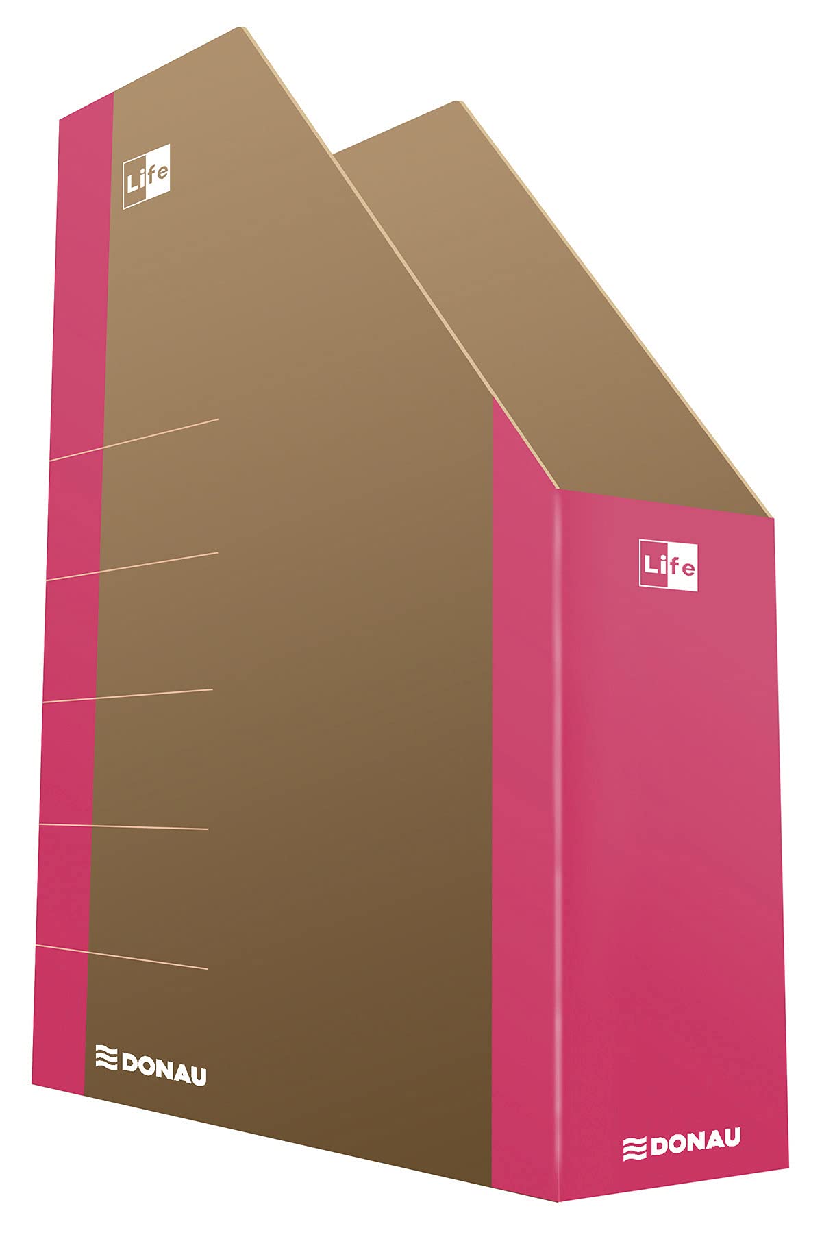 Cardboard Document Container DONAU Life A4 Pink/Document Archiving/Type-A4/80 / Kind-Foldable/Material-Cardboard/Label-Space for Description/Colour-Pink/Format-A4 / Weight (g/m2)-800