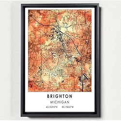 Brighton Map Poster, Michigan Map Art Poster, Map