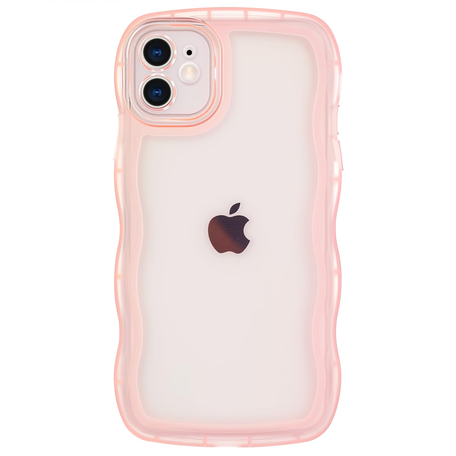 Photo 1 of Dumkery Cute Case Compatible with iPhone 11 Case, Clear Pink Curly Wave Frame Anti Slip Soft TPU Shockproof Case Cover