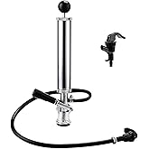 FERRODAY 8" Keg Tap Keg Party Pump, US D-System Beer Taps Hand Pump for Keg | Keg Tap Kit with 2 Beer Faucets &amp; Hose, Chrome-Plate Beer Picnic Pump, Manual Kegerator Pump Tapper for Party Bar Homebrew