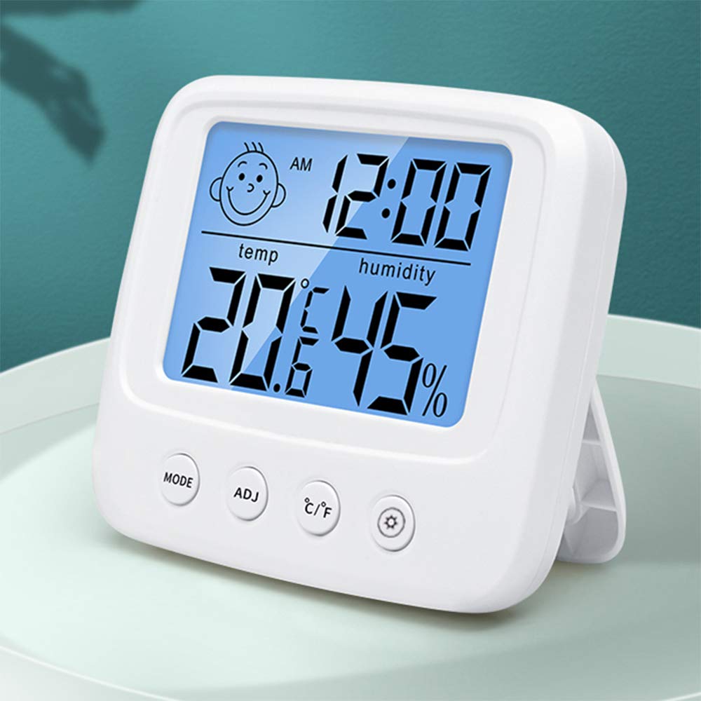 Digital Hygrometer Indoor Thermometer Room Thermometer and Humidity Gauge with Temperature Humidity Monitor, Backlight, Clock & ℃/℉ Function