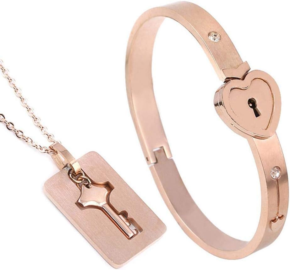 Love Matching Bracelet Couple Necklace Jewelry Gift Love Heart Lock Bracelet for Men and Women