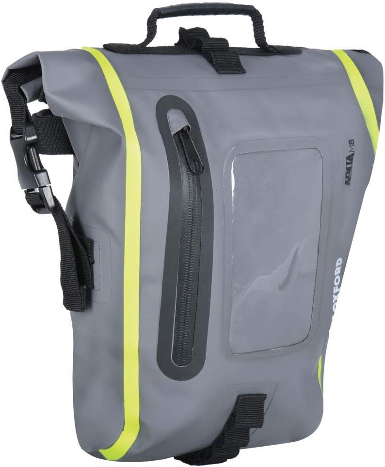 Oxford Aqua M8 Magnetic Tank Bag Black/Grey/Fluorescent Waterproof Bike Luggage, 8 Litre