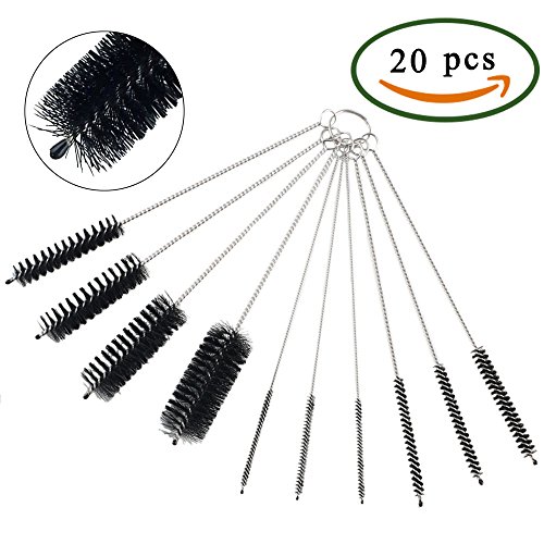Tube Cleaner, Anpatio 20Pcs Nylon Pipe Cleaning Brush Set Bottle Nozzle Cleaner Kit for Drinking Straws, Glasses, Keyboards, Jewelry, Automobile Engine Cleaning