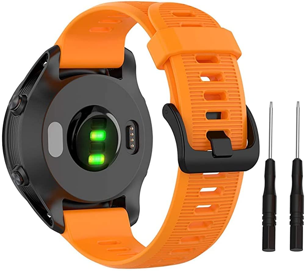 Fleshy Leaf Band for Garmin Forerunner 935/Forerunner 945/Forerunner 745,Compatible with Fenix 5/ Fenix 5plus/ Fenix 6/ Fenix 6 Pro/Approach S60,Soft Silicone 22mm Replacement Bands Strap (Orange) — image 1