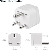 TENINYU 2 Pack UK to India Plug Adapter India Power Converter Grounded view 3