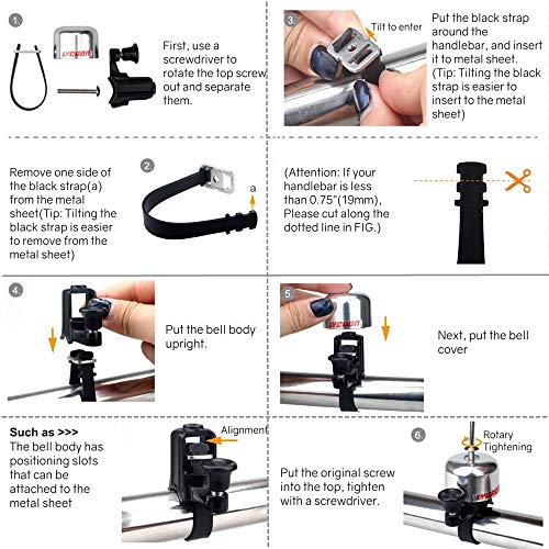 image for LYCAON Bicycle Bike Bell (One Size Fit All) with Instruction, Loud Cri