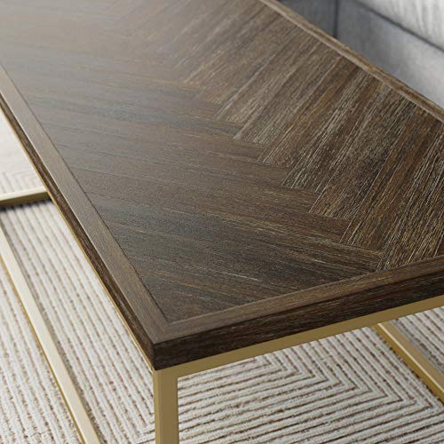 Nathan James Doxa Modern Industrial Coffee Table Wood in Herringbone