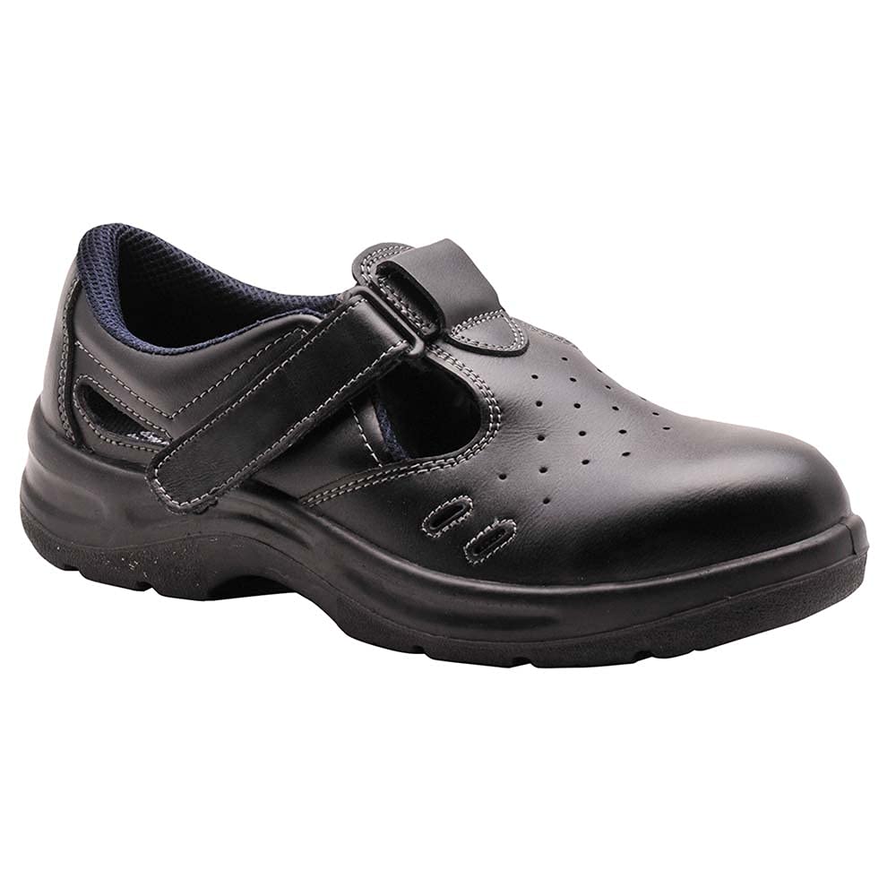 Portwest Steelite Safety Sandal S1, Size: 39, Colour: Black, FW01BKR39