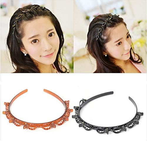 Double Bangs Hairstyle Hairpin, Twist Clip Headband with Toothed Headband Braid Tool, Women Fashion Hair Accessories, DIY Hair Bands Headbands for Women Girls (Black) 8 Double Bangs Hairstyle Hairpin, Twist Clip Headband with Toothed Headband Braid Tool, Women Fashion Hair Accessories, DIY Hair Bands Headbands for Women Girls (Black)