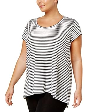 Performance Womens Plus Jersey Striped Pullover Top