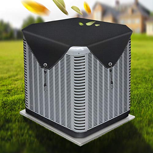 gulrear Air Conditioner Covers for Outside Units Top Square Ac Covers Outdoors Seal Black Central Air Conditioner Cover Universal Heavy Duty AC Defender with Bungee Hooks