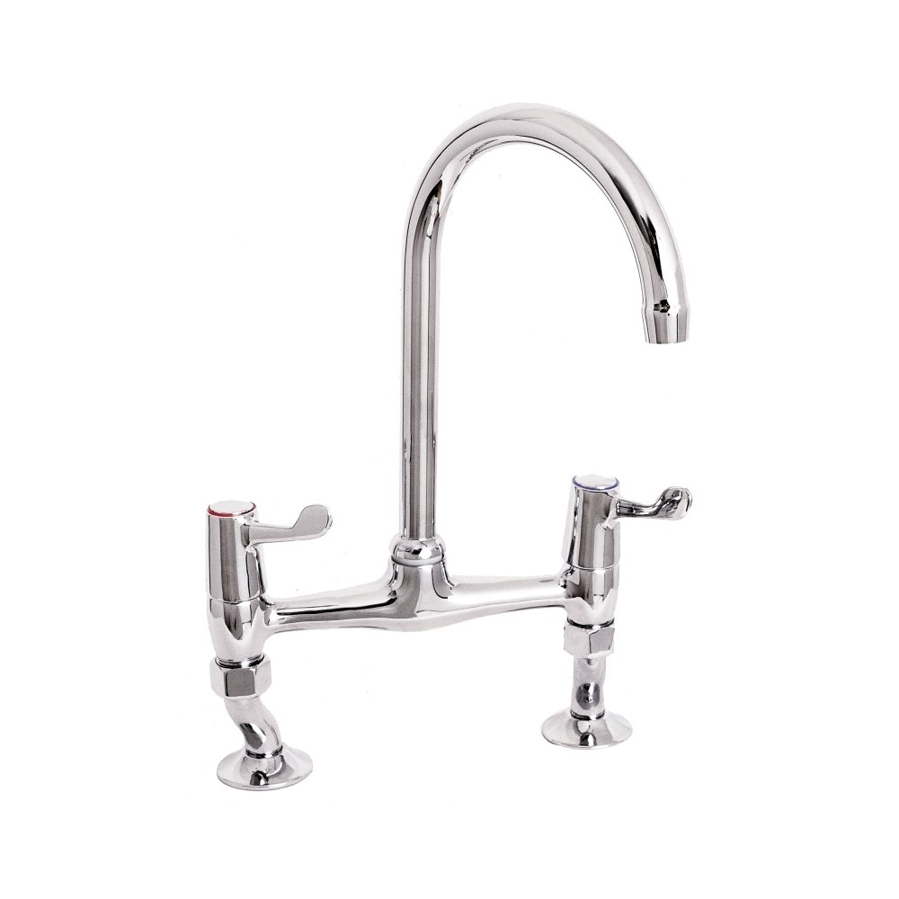 Deva DLT305B 3-inch Lever Action Bridge Sink Mixer Tap with Lever Chrome Finish