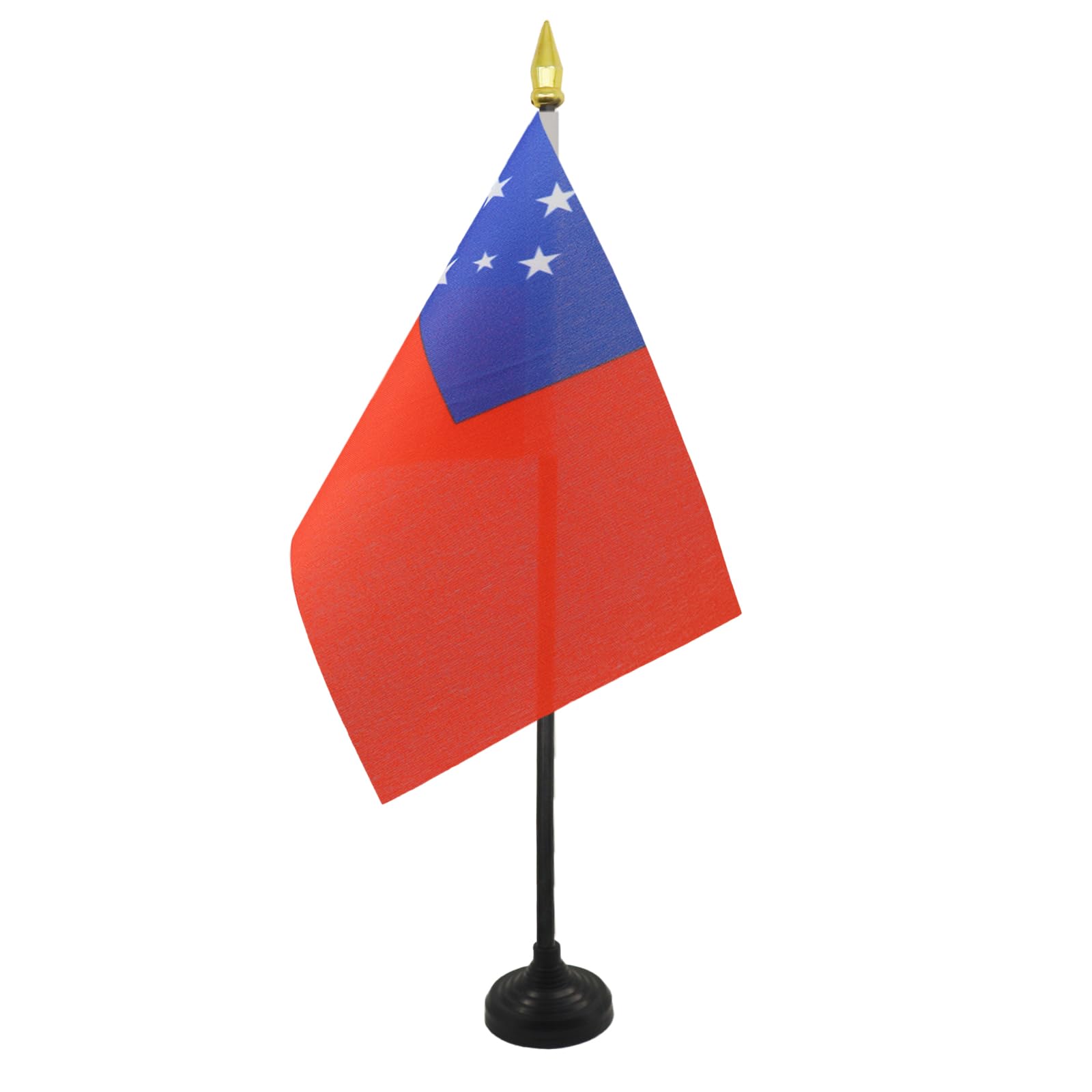 AZ FLAG - Samoa Table Flag 4'' x 6'' - Samoan Mini Desk Flag 100% Polyester 15 x 10 cm - Office Mini Banner with 10'' Pole - Golden Spear