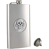 TOX TANEAXON 12 oz Skull Pattern Whiskey Liquor Hip Flask | Pocket, Includes Funnel and Box, Stainless steel, Leak Proof