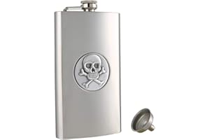 TOX TANEAXON 12 oz Skull Pattern Pocket Whiskey Liquor Alcohol Hip Flask with Funnel and Box - Stainless Steel and Leak Proof