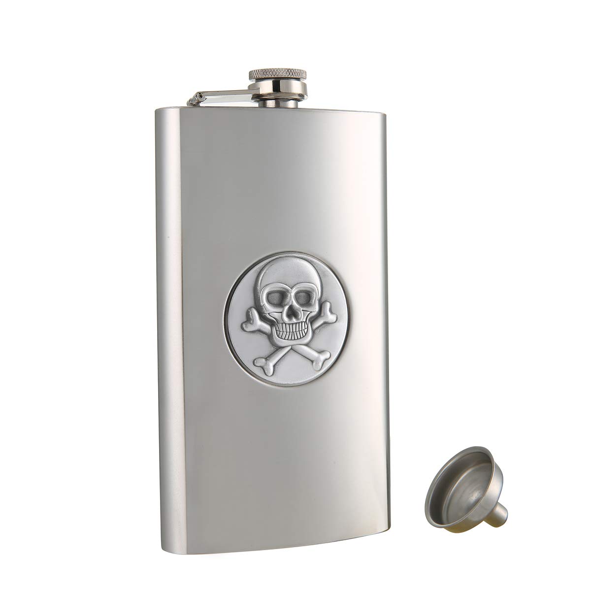 TANEAXON 12 oz Skull Pattern Pocket Whiskey Liquor Flask with Funnel and Box - Stainless Steel and Leak Proof