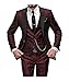 One Button 3 Pieces Burgundy Wedding Suits Notch Lapel Men Suits Groom Tuxedos Burgundy 40 chest / 34 waist