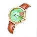 DREAMING Q&P Moving Airplane Women's Causal Wrist Watch for Girls Ladies with Vintage World Map Brown Leather Strap