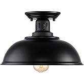 HMVPL Semi Flush Mount Ceiling Light Fixture, Farmhouse Light Fixtures, Black Outdoor Close to Ceiling Light for Porch, Entry