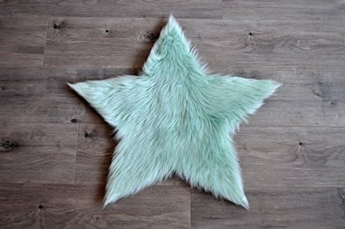 Machine Washable Faux Sheepskin Mint Star Rug 3' x 3' - Soft and Silky - Perfect for Baby's Room, Nursery, playroom (Star Large Mint)