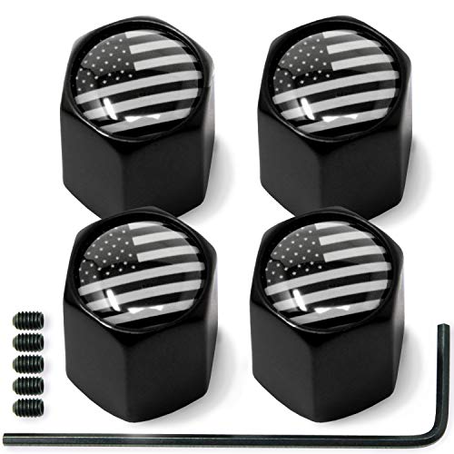 LiB Tire Valve Stem Caps (American USA Flag) Anti-Theft Hexagon Design | Car, Truck, SUV, Bike, Motorcycle, Bicycle | Leakproof, Airtight, Dustproof Seal | All-Weather, Lock Tight Fit