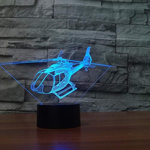 CFLEGEND3D Night Light Helicopter Aircraft (Touch + Remote Control) LED illUSBion Table lamp floodlight Soft Light Statue Children's Room Sleep Light Decorative Lights Party Lights 7 Color USB