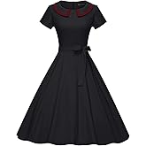 GownTown Womens Dresses 1950s Vintage Swing Stretchy Dresses with Pockets