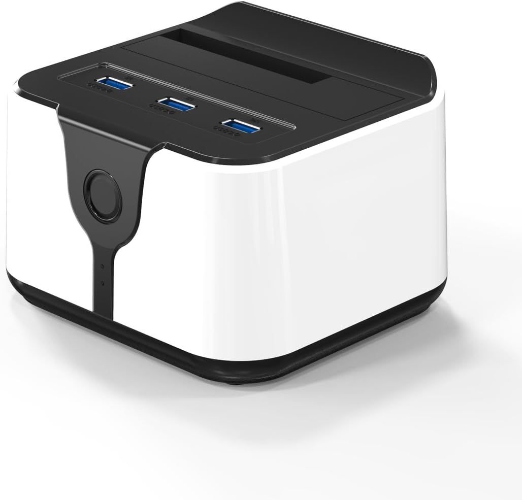 Blueendless HD03HubW 2.5" 3.5" Sata HDD Docking Station 5Gpbs Fast Reading Speed 3 USB 3.0 Hub White Black Color