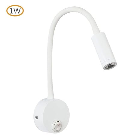 CASEWIND Modern Elegant Weiß Drehbar Verstellbar Schwanenhals LED Leselampe Wandlampe Wandleuchte Bettleuchte mit Schalter 1W