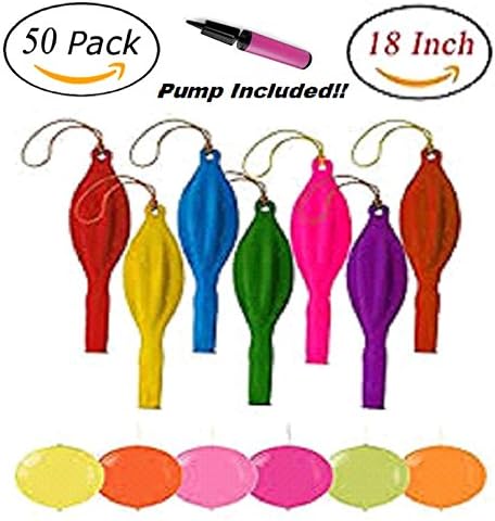 Dove 50 Mega Pack Premium Quality Assorted 18 inch Large Neon Punch Balloons With Pump Included For Easy Inflation (18 Inch, 50 Pcs)