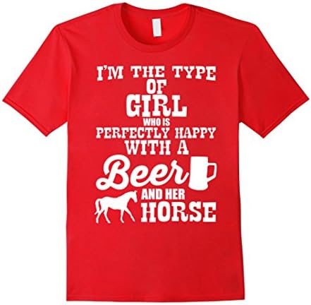 Mens Beer Horse Girl Horses Gift cute ride horse shirt Small Red