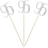 Silver Glitter 95th Birthday Centerpiece Sticks, 12-Pack Number 95 Table Topper Anniversary Party Decorations
