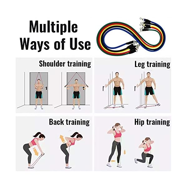 Johiux-11-Pack-Resistance-Bands-Set-Portable-Home-Gym-Accessories-Including-5-Stackable-Exercise-Bands-with-Handles-Perfect-for-Resistance-Training-Physical-Therapy-Home-Workout-Yoga-Pilates Johiux 11 Pack Resistance Bands Set, Portable Home Gym Accessories Including 5 Stackable Exercise Bands with Handles Perfect for Resistance Training, Physical Therapy, Home Workout, Yoga, Pilates