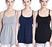 SUIEK Nursing Top Tank Cami Maternity Shirt Sleep Bra for Breastfeeding (X-Large, Black+Navy+Grey)