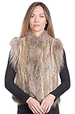 Laurel Knitted Rex Rabbit Fur Vest, NATURAL, Size SMALL (6)