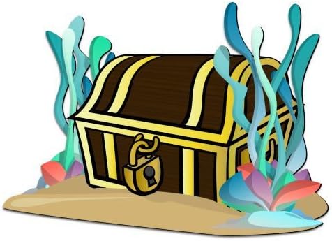 Treasure Chest With Seaweed 3d Cartoon Wall Art Orientation Left Facing Amazon Co Uk Kitchen Home