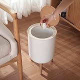 U2PICK Mini Trash Bin with Lid 9 Liter Slim White Round Waste Can view 6